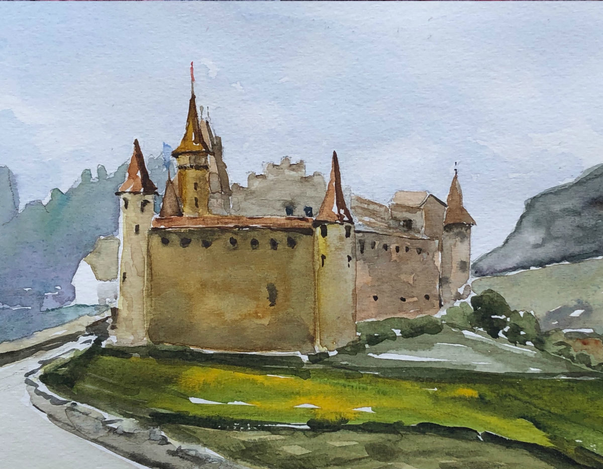 Sketching Vineyards and a Castle in Aigle