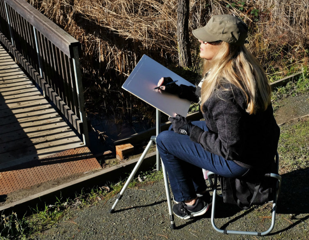 Leslie Landers drawing at Daniels Nature Center